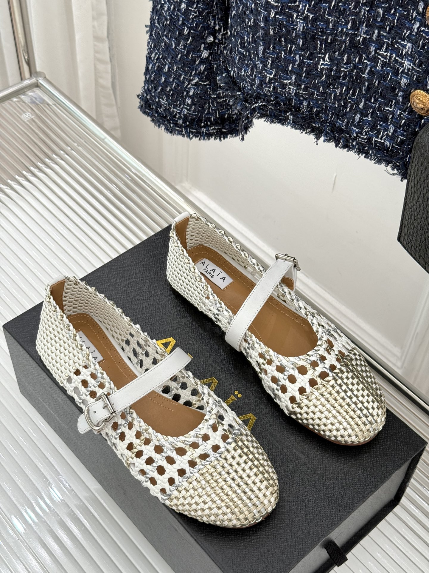 ua alaïa hollow woven mary jane flats(cusT0mized size 7-10 days production time)