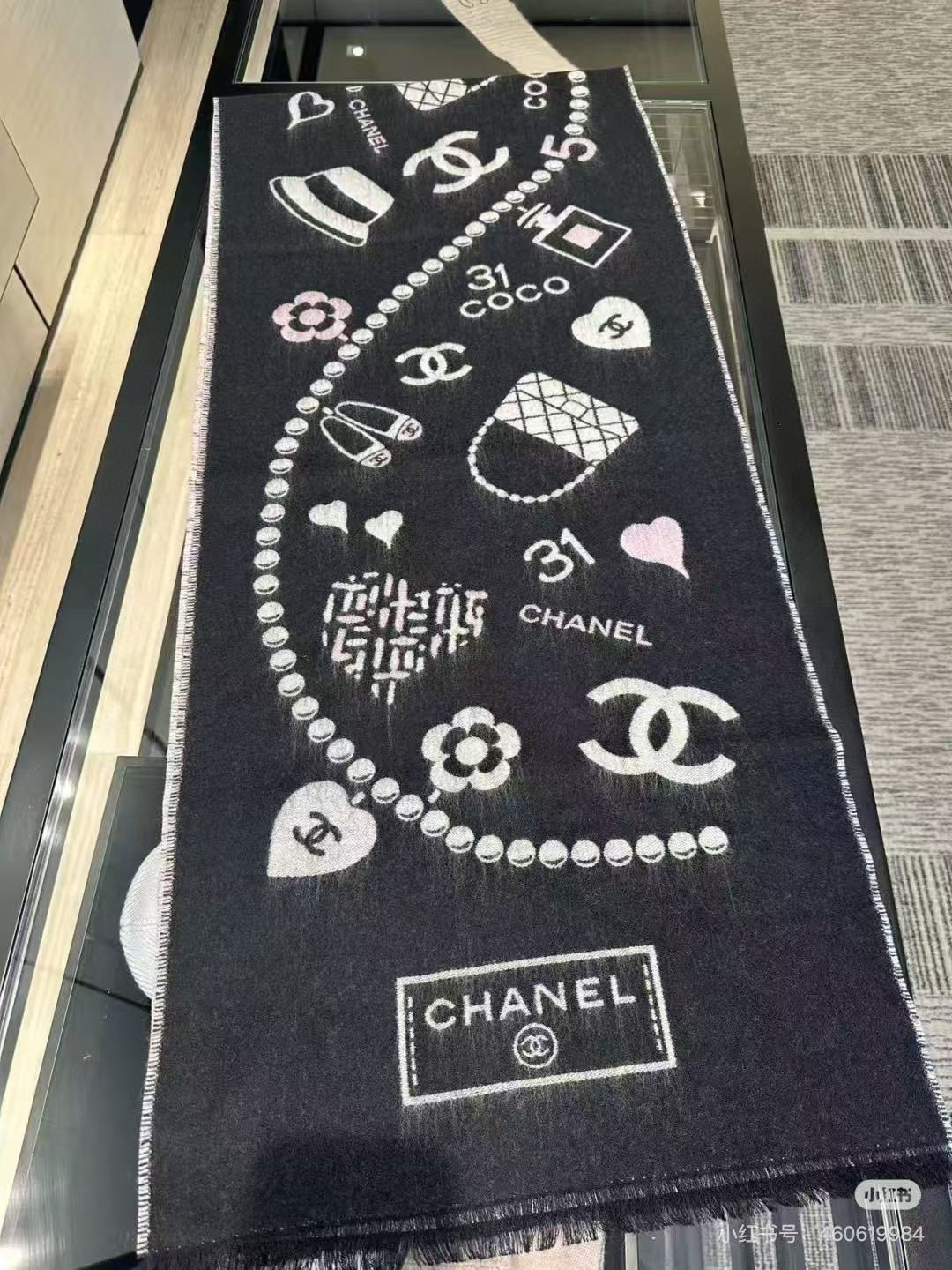 Ch**el scarf 50x200cm 100% cashmere