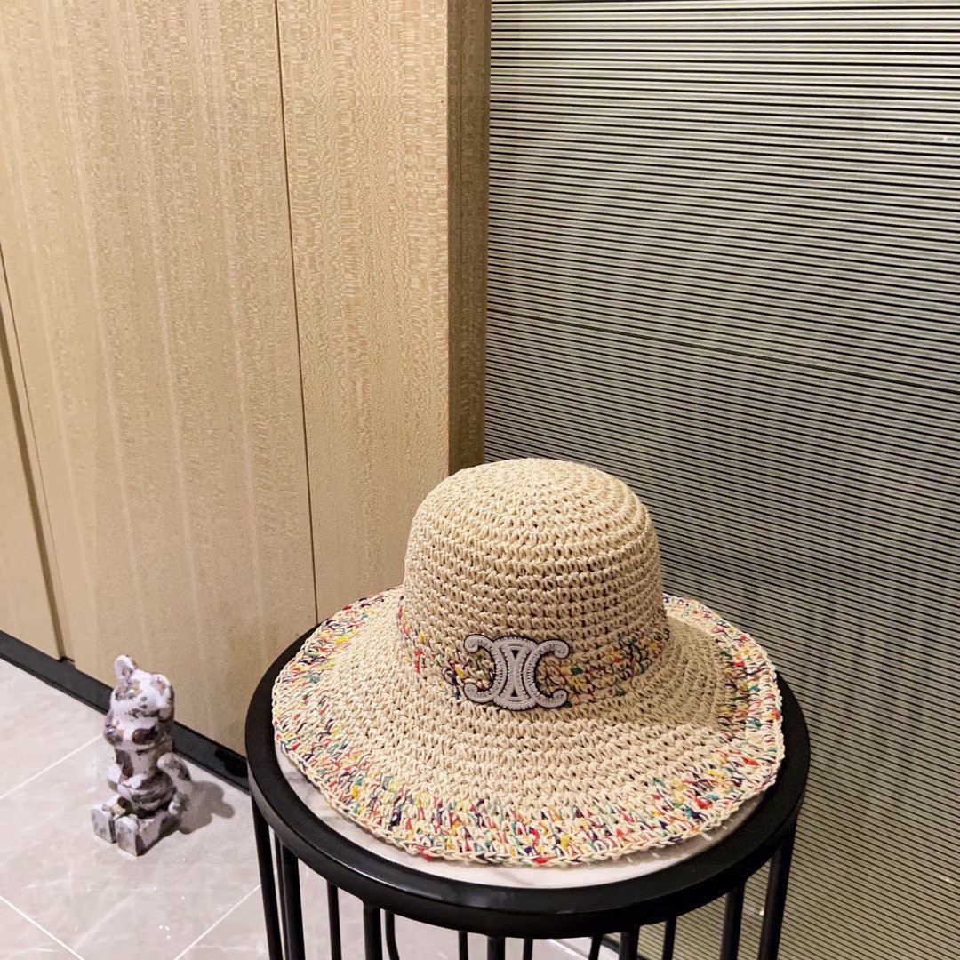 Ce1i*e crochet straw bucket hat