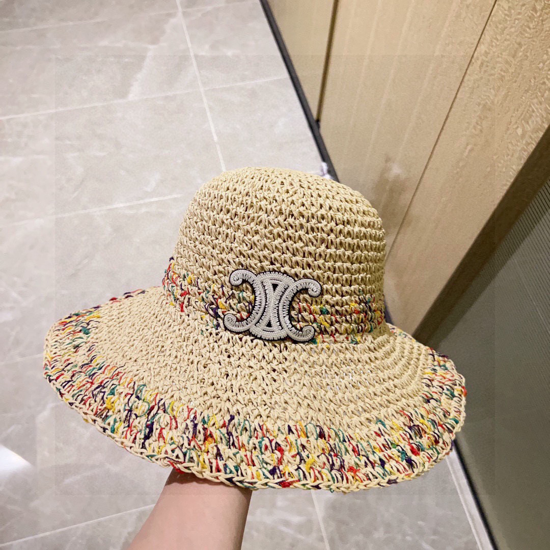 Ce1i*e crochet straw bucket hat