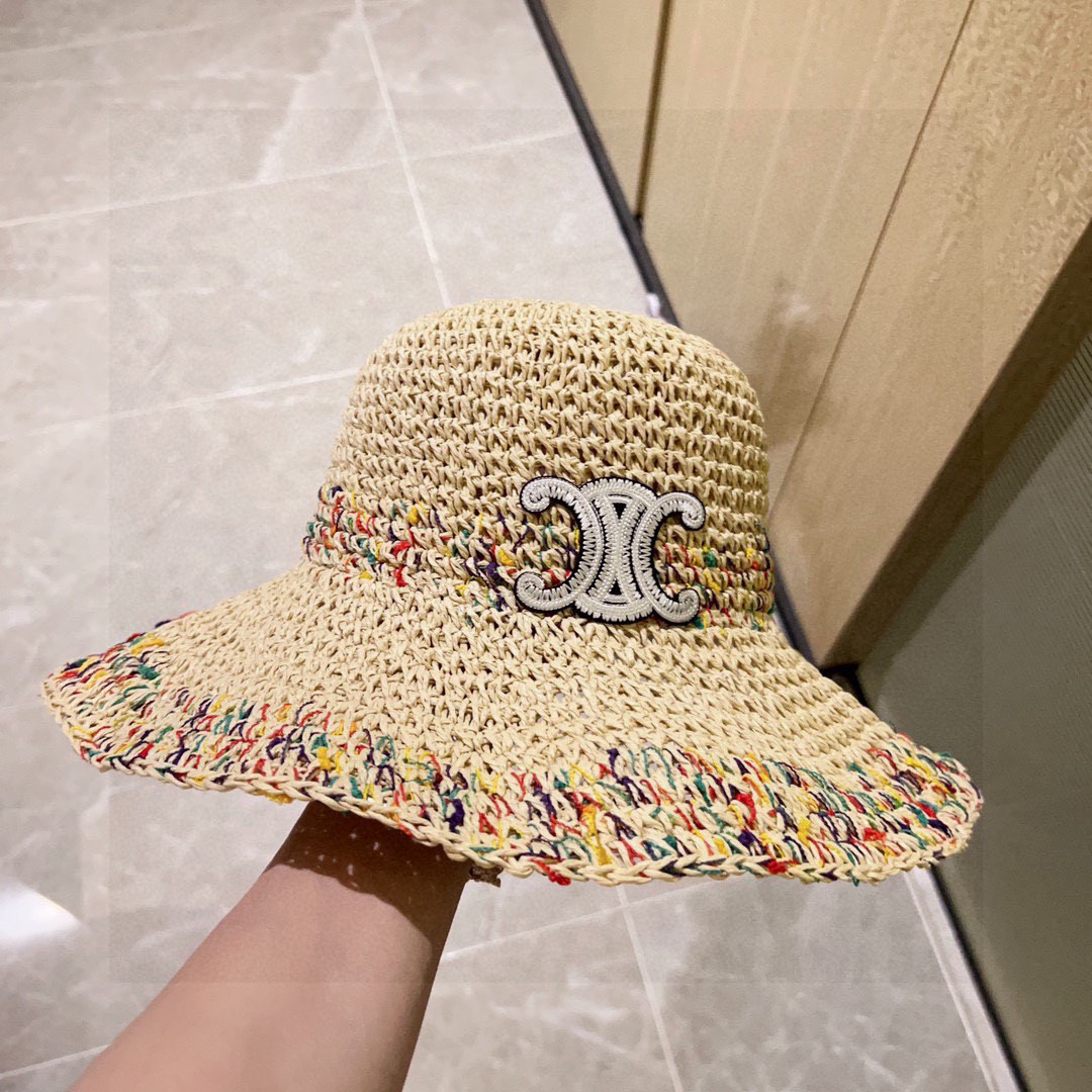 Ce1i*e crochet straw bucket hat