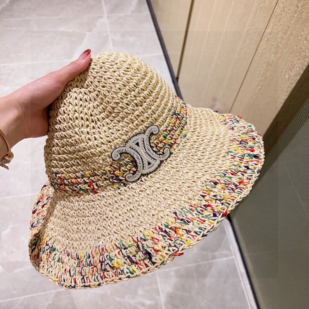 Ce1i*e crochet straw bucket hat