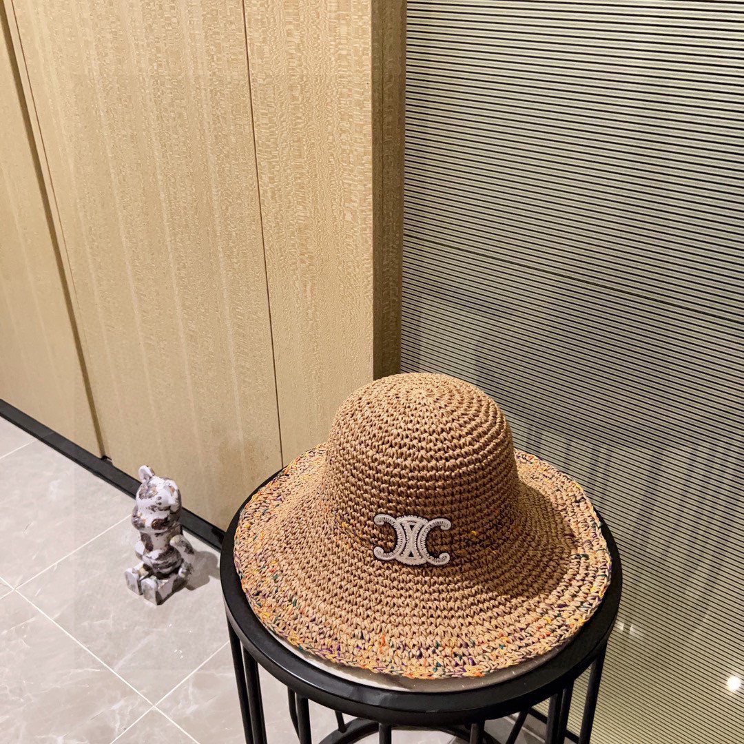 Ce1i*e crochet straw bucket hat