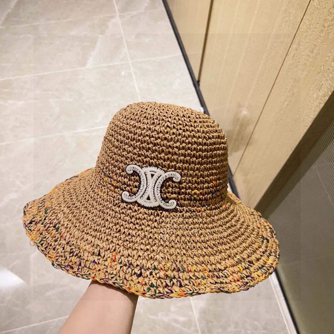 Ce1i*e crochet straw bucket hat