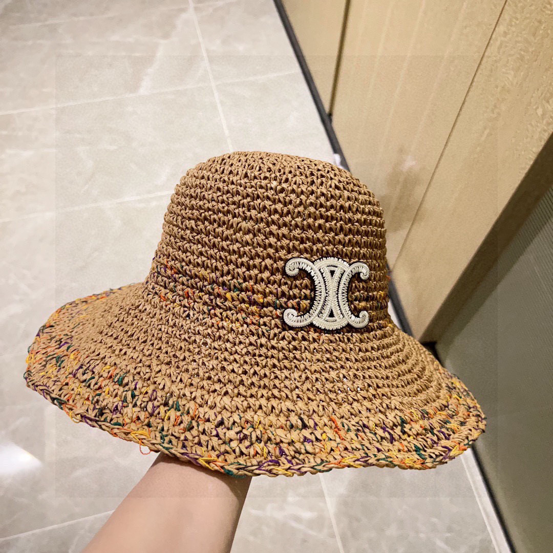 Ce1i*e crochet straw bucket hat