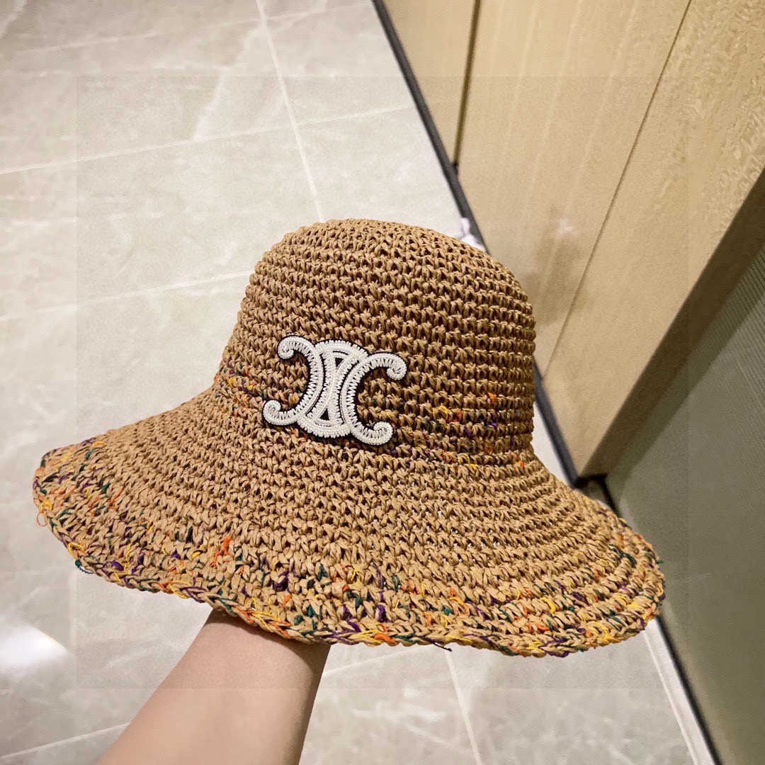 Ce1i*e crochet straw bucket hat