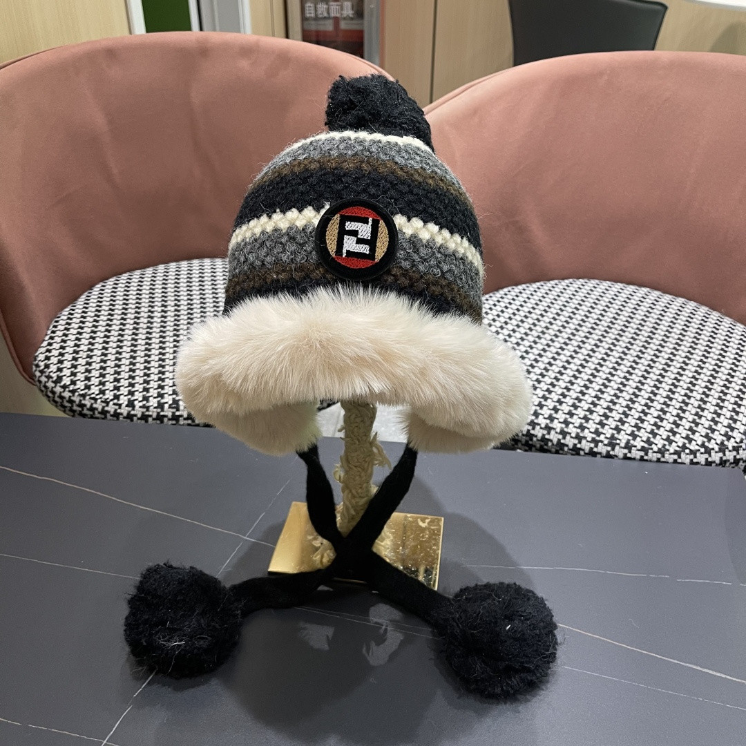 F**di knit trapper hat