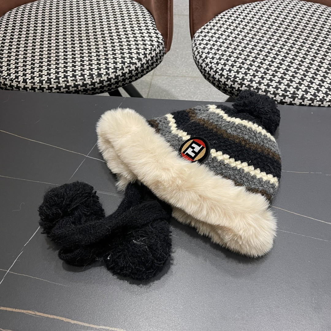 F**di knit trapper hat