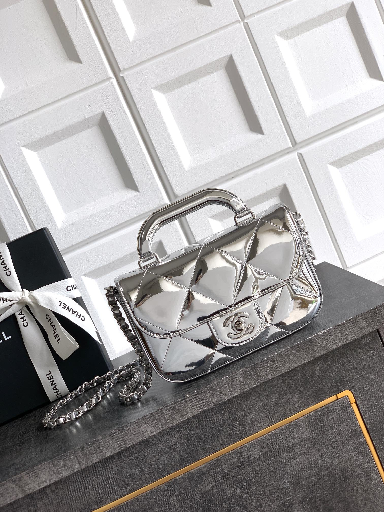 Ch**el Mini Flap Bag with Top Handle 13x18.5x4.5cm