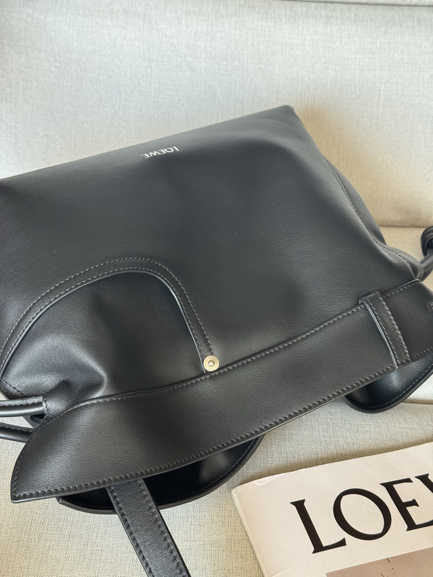 L0ew* panta medium flamenco clutch in shiny calfskin 24.5x30x10.5cm