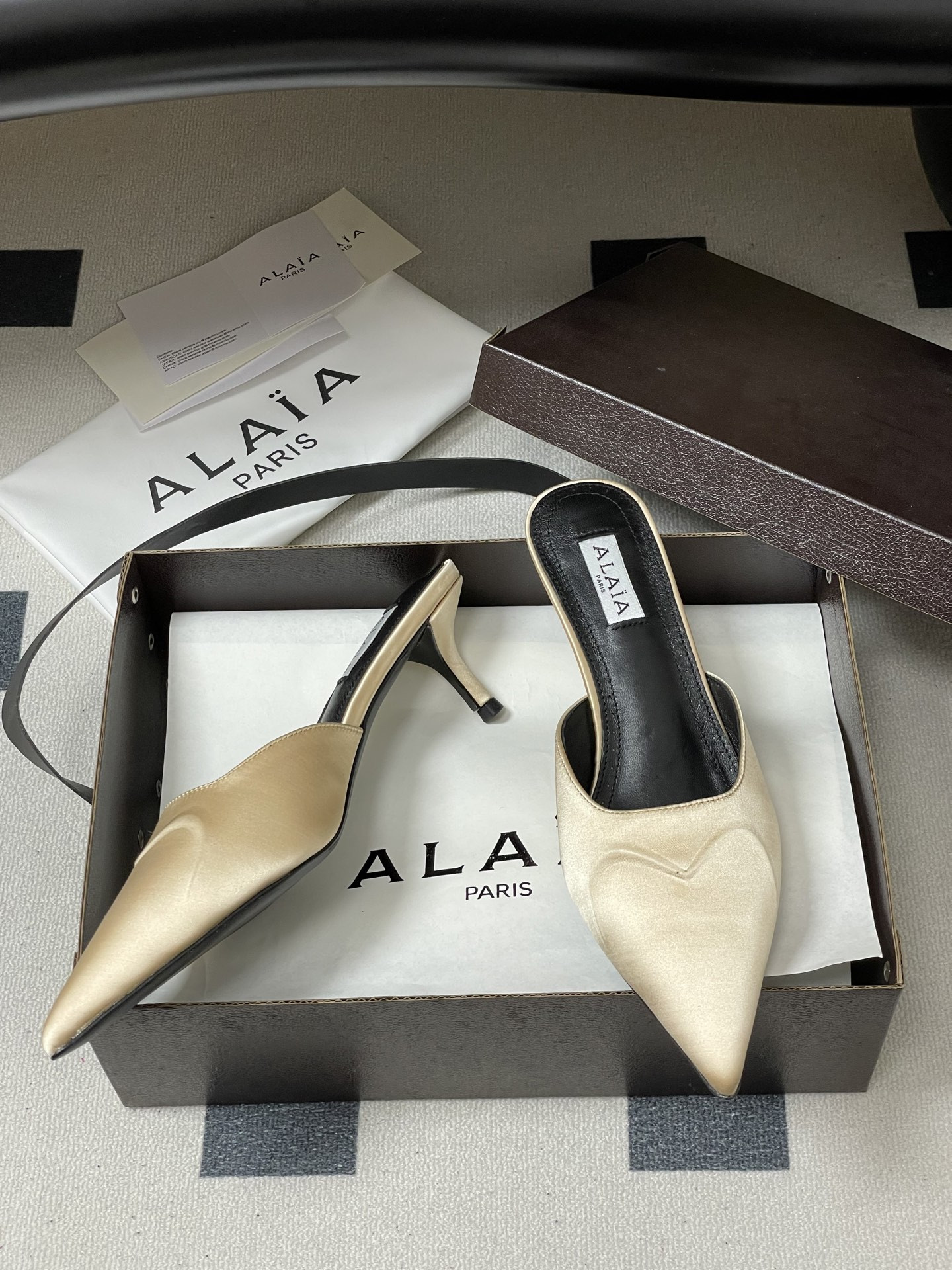 UA Alaïa Le Cœur 3D Satin Mules 6.5cm Heel