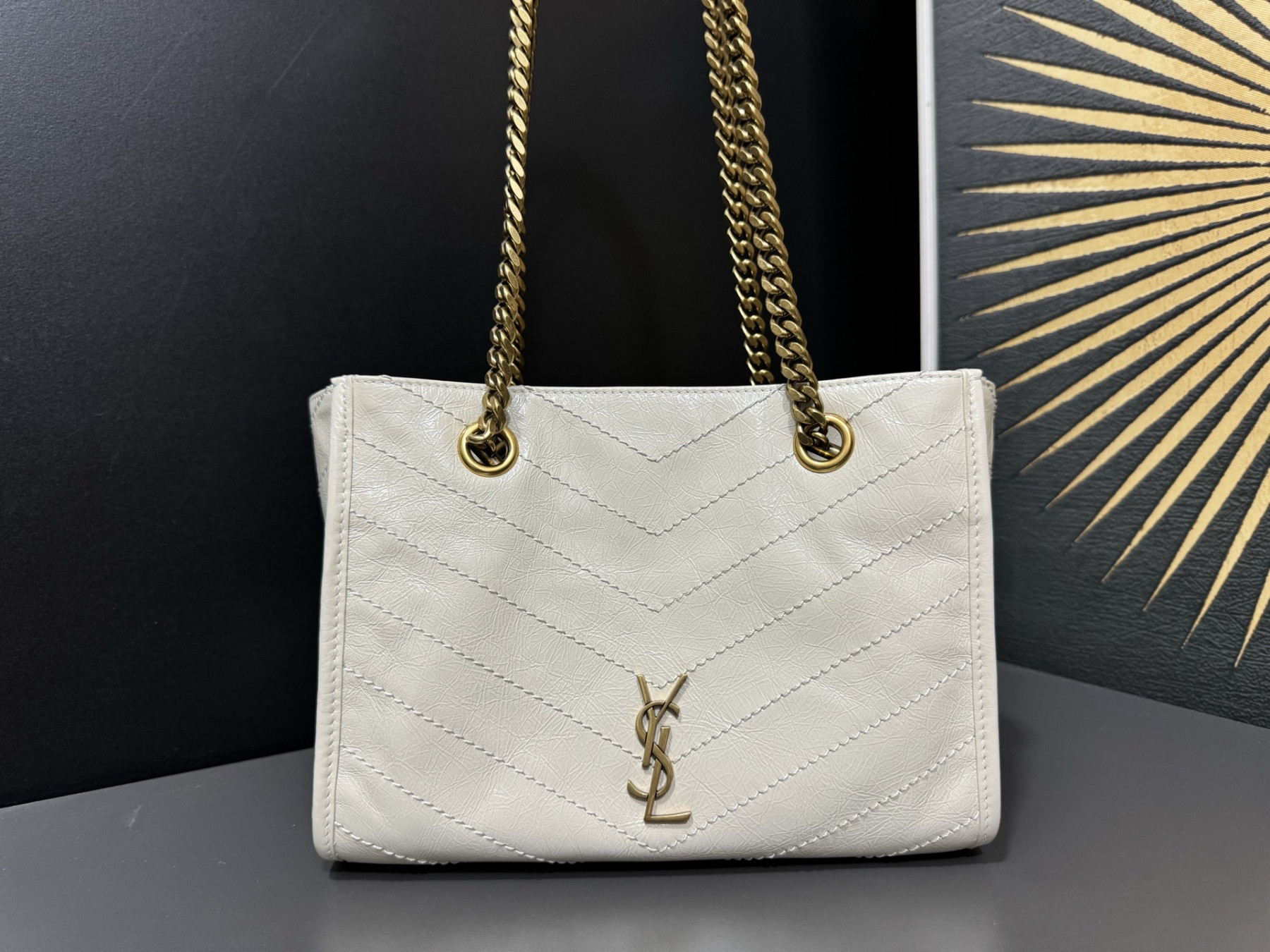 Y51 niki small shopping in vintage leather 25x19x10cm