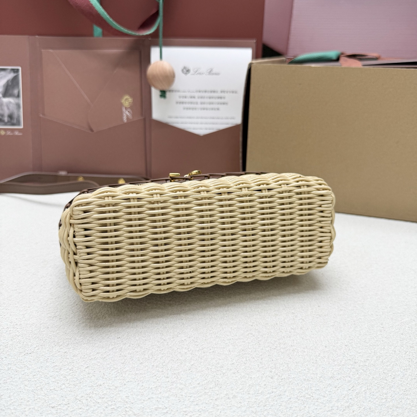 L0r0 P1ana extra pocket l19 wicker bag 19 x 11.5 x 7cm